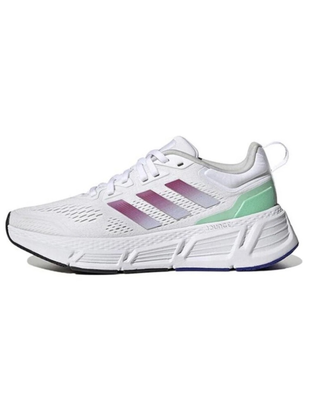 adidas White Running Shoes with Pink Stripes and Mint Heel